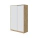 Schwebetürenschrank >TOP< 4 Böden, 1 Stange, Nodi Eiche Dekor / Artic Weiß - 120x200x50 (BxHxT)