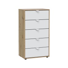 Schlafzimmer-Set >GARONA< (2-teilig) Schrank + Kommode, Nodi Eiche Dekor / Artik Weiß