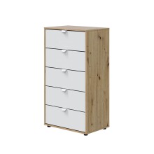 Schlafzimmer-Set >GARONA< (2-teilig) Schrank + Kommode, Nodi Eiche Dekor / Artik Weiß
