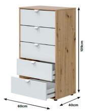 Schlafzimmer-Set >GARONA< (2-teilig) Schrank + Kommode, Nodi Eiche Dekor / Artik Weiß