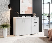 Kommode >BC 1040< 3 Türen, 2 Schubladen, weiß - 120x84x35cm (BxHxT)