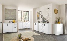 Kommode >BC 1040< 3 Türen, 2 Schubladen, weiß - 120x84x35cm (BxHxT)