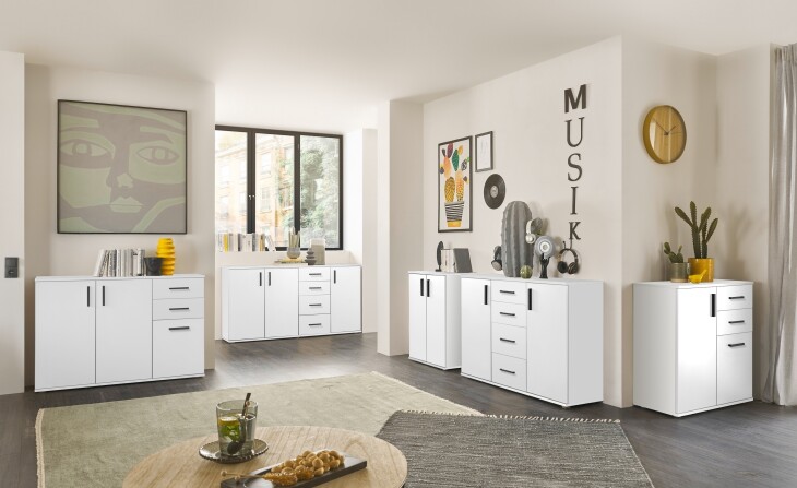 Kommode >BC 1040< 2 Türen, 2 Schubladen, weiß