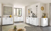 Kommode >BC 1040< 2 Türen, 2 Schubladen, weiß - 80x84x35cm (BxHxT)