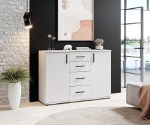 Sideboard >BC 1040< 2 Türen, 4 Schubladen, weiß - 120x83x35cm (BxHxT)