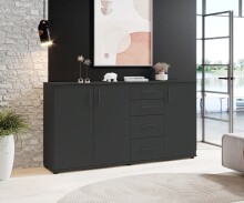 Sideboard >BC 1040< 3 Türen, 4 Schubladen, anthrazit - 160x84x35cm (BxHxT)