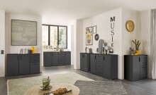 Sideboard >BC 1040< 3 Türen, 4 Schubladen, anthrazit - 160x84x35cm (BxHxT)