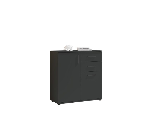 Kommode >BC 1040< 2 Türen, 2 Schubladen, anthrazit - 80x84x35cm (BxHxT)
