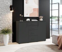 Sideboard >BC 1040< 2 Türen, 4 Schübe, anthrazit - 120x83x35cm (BxHxT)