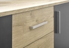 Sideboard >BC 1040< 3 Türen, 2 Schubladen,  viking oak Dekor / grau - 120x84x35cm (BxHxT)