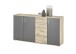 Sideboard >BC 1040< 3 Türen, 4 Schubladen, viking oak Dekor / grau - 160x84x35cm (BxHxT)