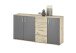 Sideboard >BC 1040< 3 Türen, 4 Schubladen, viking oak Dekor / grau - 160x84x35cm (BxHxT)