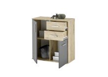 Kommode >BC 1040< 2 Türen, 2 Schubladen, in viking oak Dekor / grau - 80x84x35cm (BxHxT)