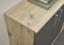 Kommode >BC 1040< 2 Türen, 2 Schubladen, in viking oak Dekor / grau - 80x84x35cm (BxHxT)