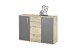 Sideboard >BC 1040< 2 Türen, 4 Schubladen, viking oak Dekor / grau - 120x83x35cm (BxHxT)