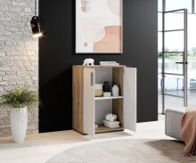 Kommode >BC 1040< 2 Türen, 1 Boden, eiche rustica Dekor / weiß - 60x83x35cm (BxHxT)