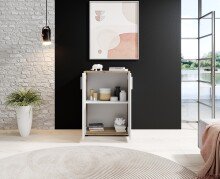 Kommode >BC 1040< 2 Türen, 1 Boden, eiche rustica Dekor / weiß - 60x83x35cm (BxHxT)