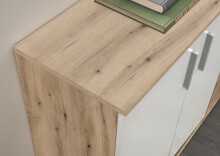 Sideboard >BC 1040< 3 Türen, 4 Schubladen, eiche rustica Dekor/ weiß - 160x84x35cm (BxHxT)