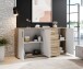 Sideboard >BC 1040< 3 Türen, 4 Schubladen, eiche rustica Dekor/ weiß - 160x84x35cm (BxHxT)