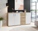 Sideboard >BC 1040< 3 Türen, 4 Schubladen, eiche rustica Dekor/ weiß - 160x84x35cm (BxHxT)