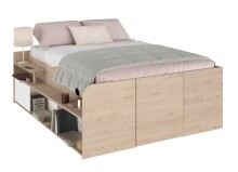 Stauraumbett >Travel 2< Liegefläche 140x200cm, Jackson Eiche Dekor/Weiss - 169x67x209cm BxHxT