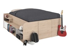 Stauraumbett >Travel 2< Liegefläche 140x200cm, Jackson Eiche Dekor/Weiss - 169x67x209cm BxHxT