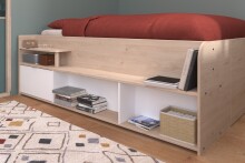 Stauraumbett >Travel 2< Liegefläche 140x200cm, Jackson Eiche Dekor/Weiss - 169x67x209cm BxHxT