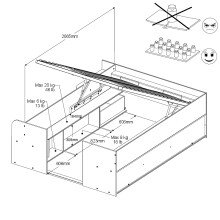 Stauraumbett >Travel 2< Liegefläche 140x200cm, Jackson Eiche Dekor/Weiss - 169x67x209cm BxHxT