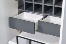 Barschrank >Bar 3< 10 Fächer, Halterung für Weingläser, Weiß matt - 79x156x38cm (B/H/T)