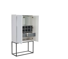 Barschrank >Bar 3< 10 Fächer, Halterung für Weingläser, Weiß matt - 79x156x38cm (B/H/T)