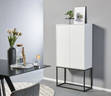 Barschrank >Bar 3< 10 Fächer, Halterung für Weingläser, Weiß matt - 79x156x38cm (B/H/T)