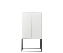Barschrank >Bar 3< 10 Fächer, Halterung für Weingläser, Weiß matt - 79x156x38cm (B/H/T)