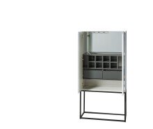 Barschrank >Bar 3< 10 Fächer, Halterung für Weingläser, Weiß matt - 79x156x38cm (B/H/T)