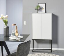 Barschrank >Bar 3< 10 Fächer, Halterung für Weingläser, Weiß matt - 79x156x38cm (B/H/T)