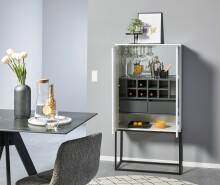 Barschrank >Bar 3< 10 Fächer, Halterung für Weingläser, Weiß matt - 79x156x38cm (B/H/T)