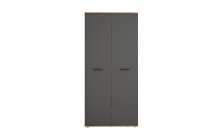 Schuhschrank >Leon< 2 Türen + Schübe, 9 Böden, Eiche Dekor / Anthrazit - 90x195x38cm BxHxT