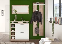 Kompaktgarderobe >Track< in Eiche Sonoma Dekor / Weiß - 155x190x25cm (BxHxT)