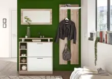 Kompaktgarderobe >Track< in Eiche Sonoma Dekor / Weiß - 155x190x25cm (BxHxT)