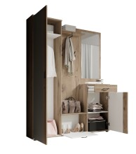 Kompaktgarderobe >Jens< in Viking Oak Dekor / Lichtgrau - 145x184x29cm (BxHxT)
