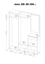 Kompaktgarderobe >Jens< in Viking Oak Dekor / Lichtgrau - 145x184x29cm (BxHxT)
