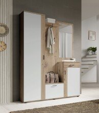 Kompaktgarderobe >Jens< in Viking Oak Dekor / Lichtgrau - 145x184x29cm (BxHxT)