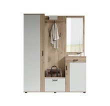 Kompaktgarderobe >Jens< in Viking Oak Dekor / Lichtgrau - 145x184x29cm (BxHxT)