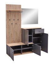 Kompaktgarderobe >Fynn< in Anthrazit / Artisan Eiche Dekor - 223x199x38 (BxHxT)