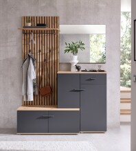 Kompaktgarderobe >Fynn< in Anthrazit / Artisan Eiche Dekor - 223x199x38 (BxHxT)