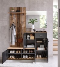 Kompaktgarderobe >Fynn< in Anthrazit / Artisan Eiche Dekor - 223x199x38 (BxHxT)