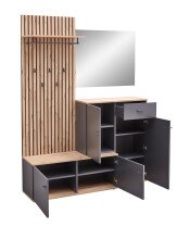 Kompaktgarderobe >Fynn< in Anthrazit / Artisan Eiche Dekor - 223x199x38 (BxHxT)