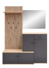 Kompaktgarderobe >Fynn< in Anthrazit / Artisan Eiche Dekor - 223x199x38 (BxHxT)