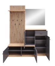 Kompaktgarderobe >Fynn< in Anthrazit / Artisan Eiche Dekor - 223x199x38 (BxHxT)