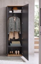 Garderobenschrank >Fynn< in Anthrazit / Artisan Eiche Dekor - 60x199x38 (BxHxT)