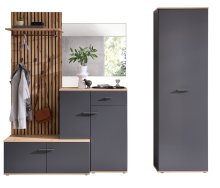 Garderoben-Set >Fynn< (2-tlg.) in Anthrazit / Artisan Dekor - 223x199x38cm (B/H/T)
